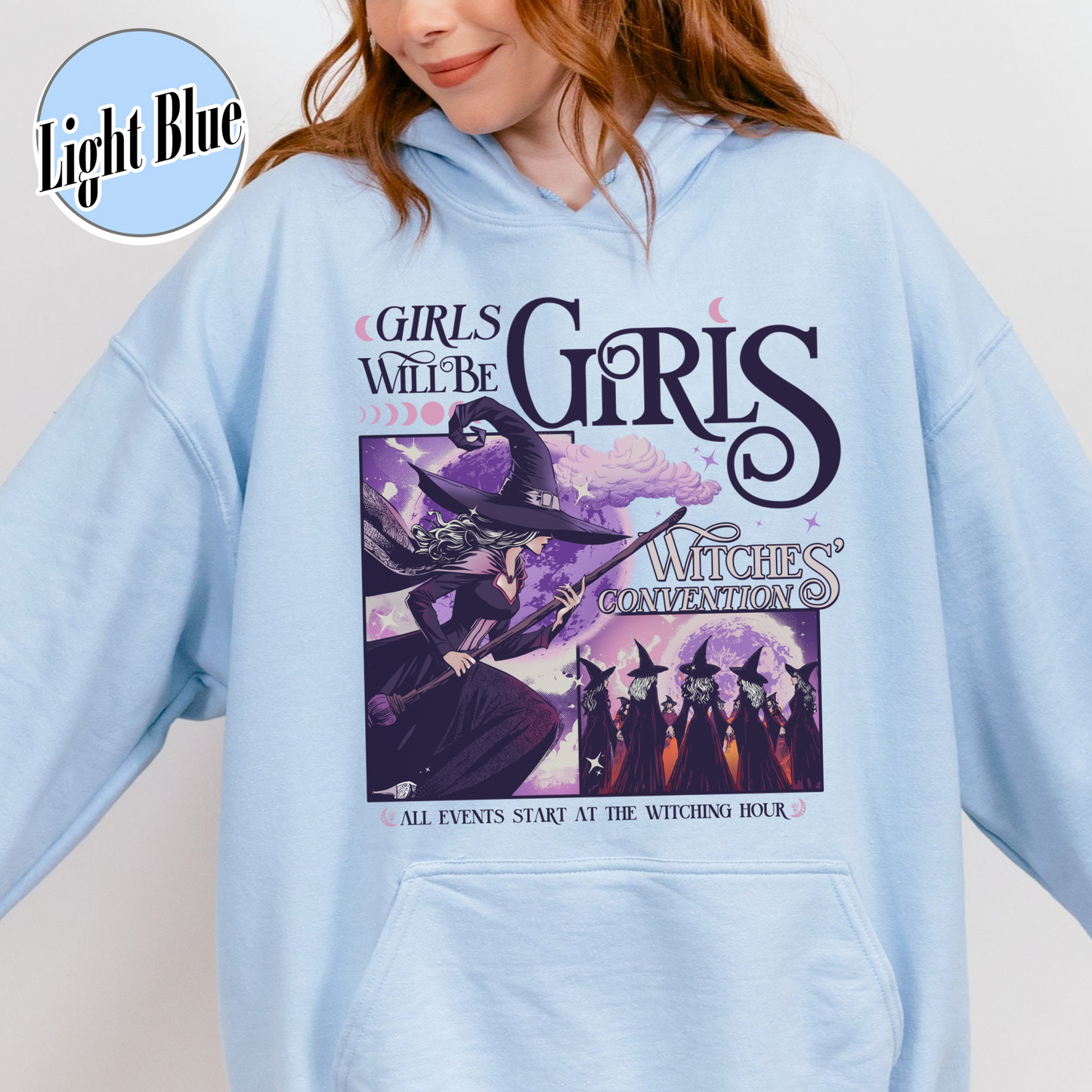 Halloween Hoodie, Girls Will Be Girls Witch Hoodie, Witchy Feminist Hoodie