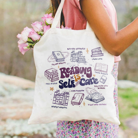 Reading Is Self Care Bag, Reading Is Self-Care, Book Bag 2024, Gift for Book Lover Bag