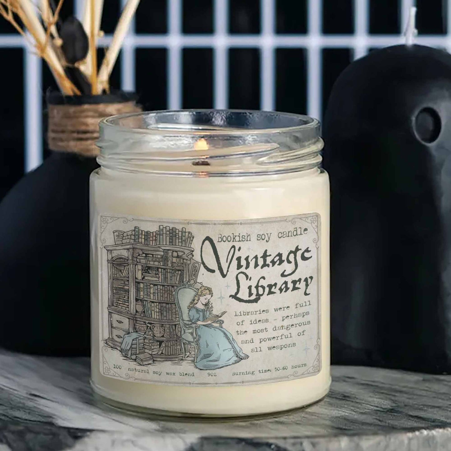 Library Candle, Old Bookshop Candle, Book Lover Candle, Book Lovers Gifts, Candle for Gift Book Lover, Gift for Readers, Literary Candle