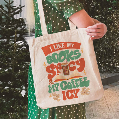 I Like My Books Spicy And My Coffee Icy Bag, I Like My Books Spicy And My Coffee Icy, I Like My Book Spicy Bag, Bag For Book Lovers