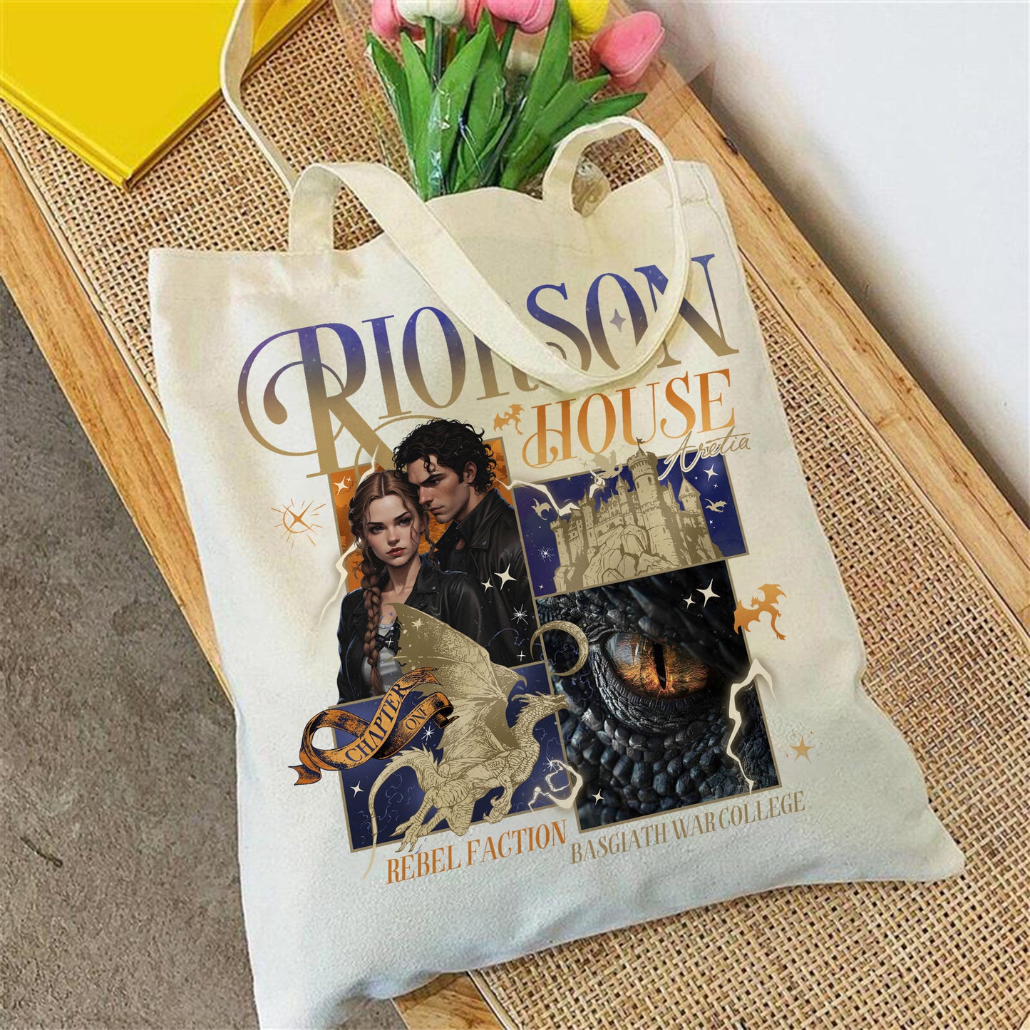 Xaden Riorson House Tote Bag, Fourth Wing Merch, Iron Flame Bag, Rebecca Yarros, Fourth Wing Bag, Book Tok Merch, Book Lover Gift