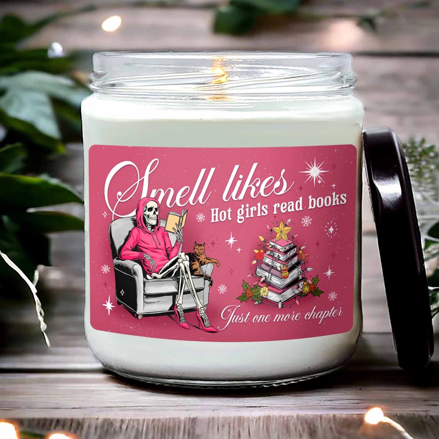 Just One More Chapter Candle, Book Lover Candle, Book Lover Gift, Hot Girls Read Books, Skeleton Reading Book,smell Likes Candle, Bookworm Gift