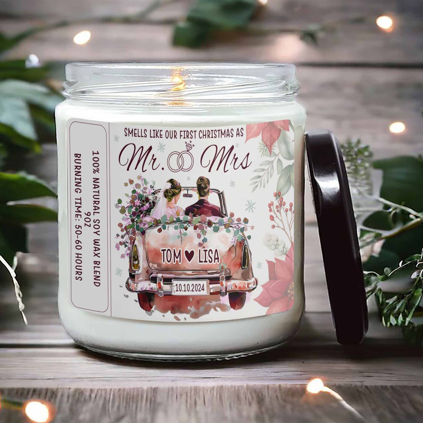 Our First Christmas Mr and Mrs Candle, Our First Christmas Together, Smells Like Our First Christmas As Mr. & Mrs Candle, Mr and Mrs Candle