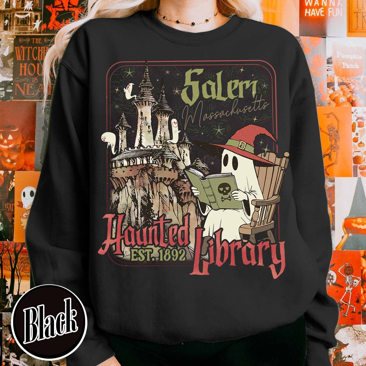 Halloween Book Lover Sweatshirt, the Haunted Library Sweatshirt, Salem Book Club Sweatshirt