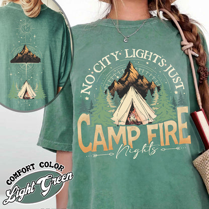 No City Lights Just Camp Fire Night Comfort Color Shirt, Camping Shirt, Camp Fire T-Shirts, Camping Mode, Travel Shirt, Adventure Shirt, Adventure Lover Shirt