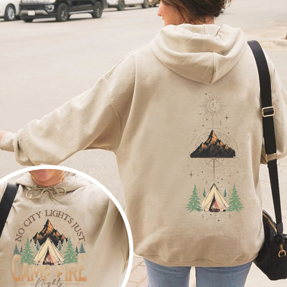 No City Lights Just Camp Fire Night Hoodie, Camping Hoodie, Camp Fire, Camping Mode, Travel Hoodie, Adventure Hoodie, Adventure Lover