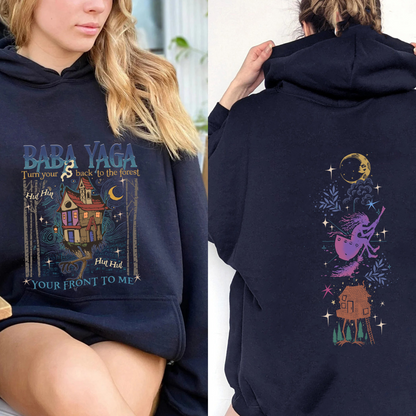 Baba Yaga Hoodie, Baba Yaga House Hoodie, Fairy Tale Hoodie, Baba Yaga Hut, Warm Slavic Folklore Graphic Hoodie for Witches