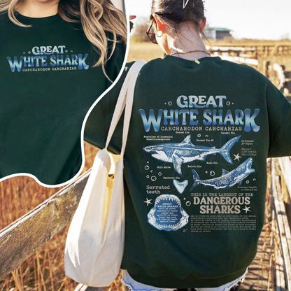 Great White Shark Anatomy Sweatshirt, Shark Sweatshirt, Great White Shark Biology, Great White Shark Drawing, Marine Biology Sweatshirt