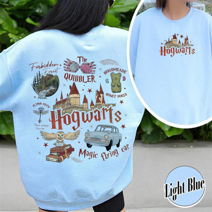 Wizard School Fandom Sweatshirt, Book Reading Magic Sweatshirt, Bookish Sweatshirt, Hp Inspired Two Sided Sweatshirt, Gift For Friends