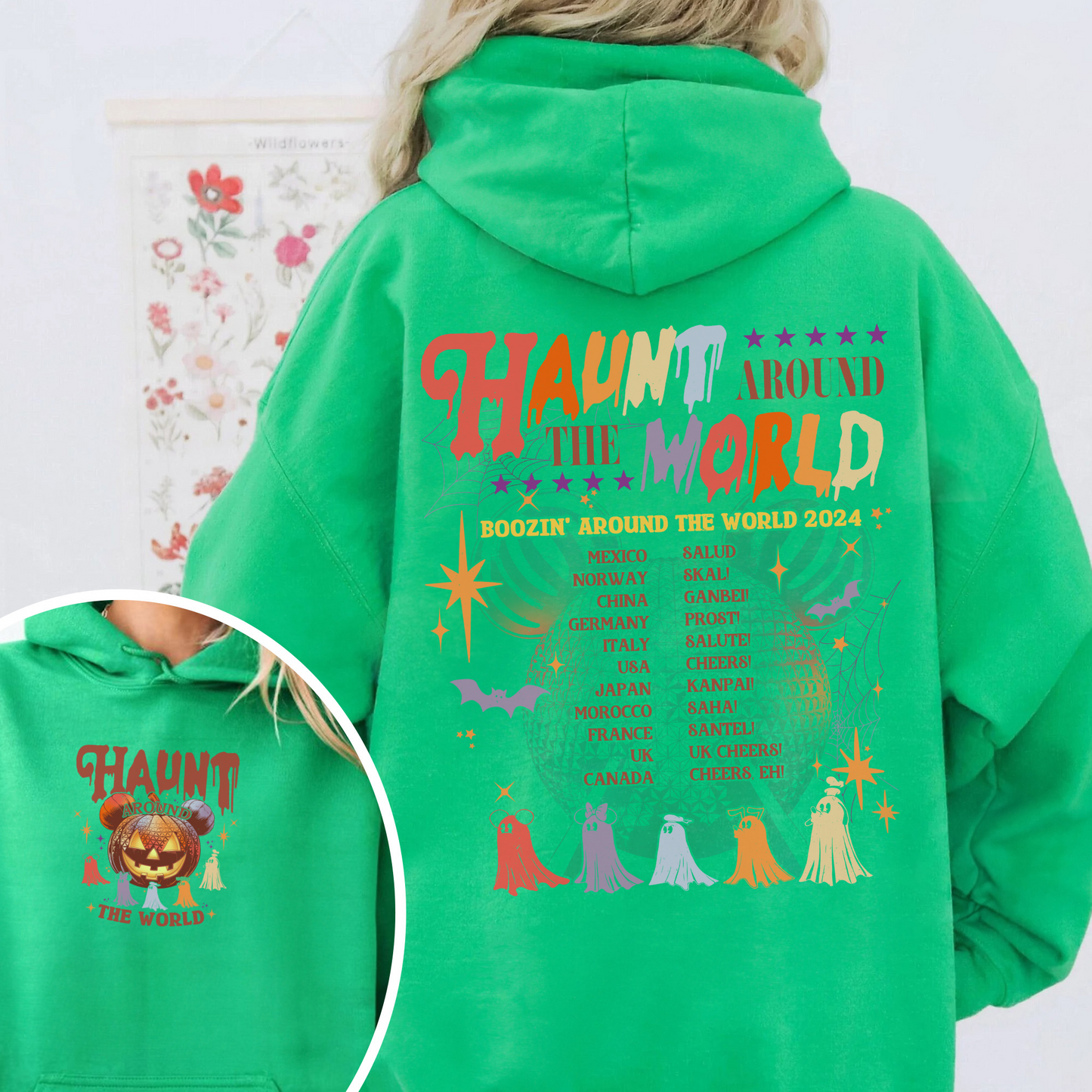 Halloween Disney Hoodie, Epcot Drink Around the World Hoodie, Haunt Around the World Hoodie
