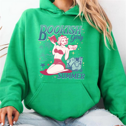Book Girl Summer Hoodie, Beach Book Lover Summer Bookish Funny Reader, Feral Girl Summer Raccoon, Funny Meme Raccoon Hoodie, Bookish
