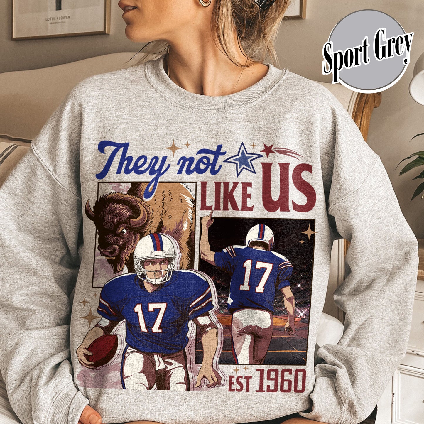 Custom Football Sweatshirt, They Not Like Us Football Sweatshirt, Go Bills Sweatshirt