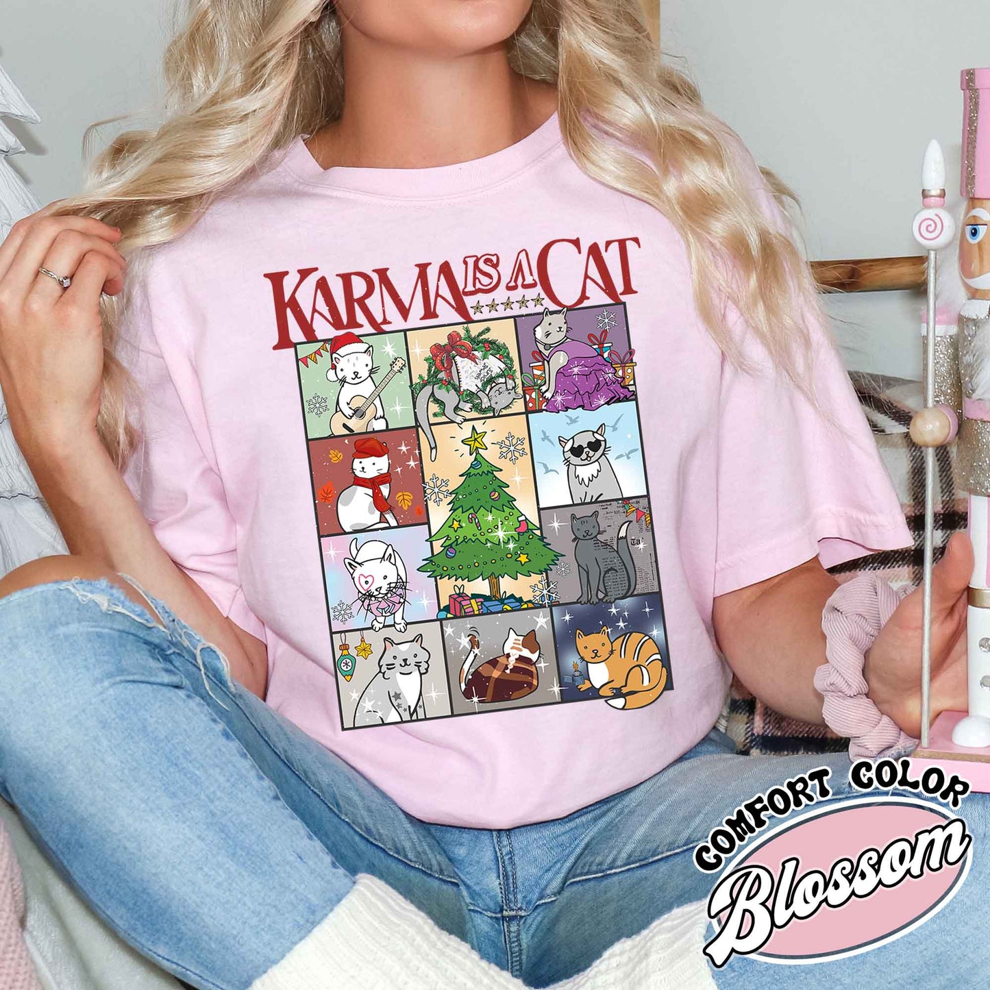 Karma Is a Cat Shirt, Kitten T-Shirt, Cat Lover Gift Tee, Concert Tee, Positive Quote Tee, Karma T-Shirt, Merry Swiftmas Shirt, Christmas Cat Tee