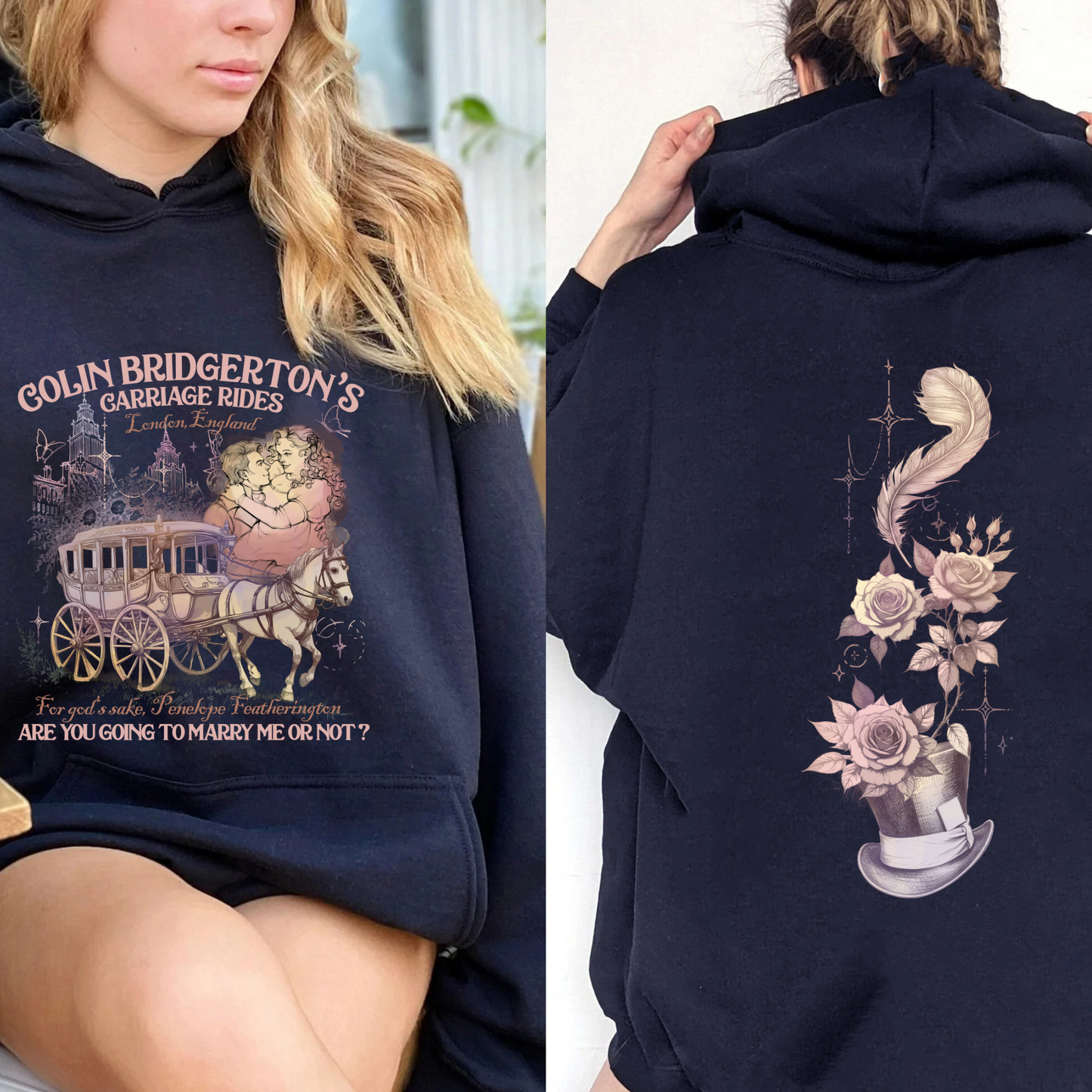 Lady Whistledown Colin and Penelope, Lady Whistledown Hoodie, Book Hoodie for Her, Book Lover Gift, Wallflower Social Club Penelope and Colin