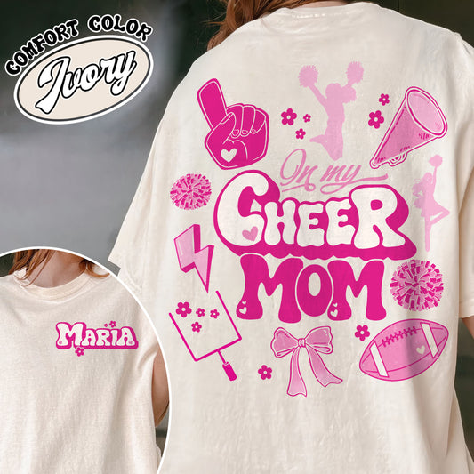 In My Cheer Mom Era Tshirt, Custom Cheer Mom Shirt, Cheer Mom Shirt, Football And Cheer Mom, Cheer Mom Shirt Name, Cheer Mom Summit Shirt