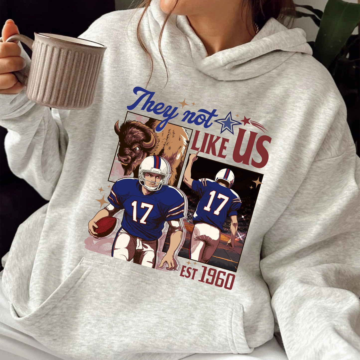 Custom Football Hoodie, They Not Like Us Football Hoodie, Go Bills Hoodie