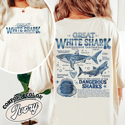 Great White Shark Anatomy Comfort Colors Shirt, Shark Shirt, Great White Shark Biology Shirt, Great White Shark Drawing,Marine Biology Shirt