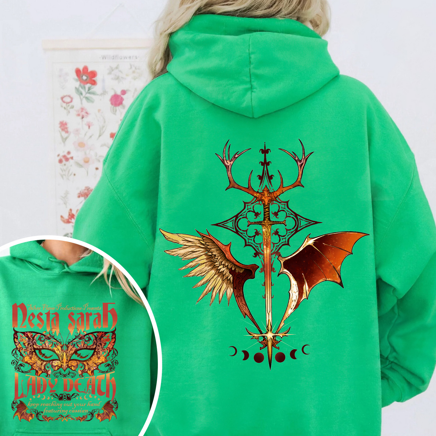 Sarah J Maas Merch Nesta Hoodie, Acotar Book Series, Velaris Acotar Hoodie, Lady Death Hoodie, Nesta Archeron Lady Death Hoodie, Lady Death ACOSF