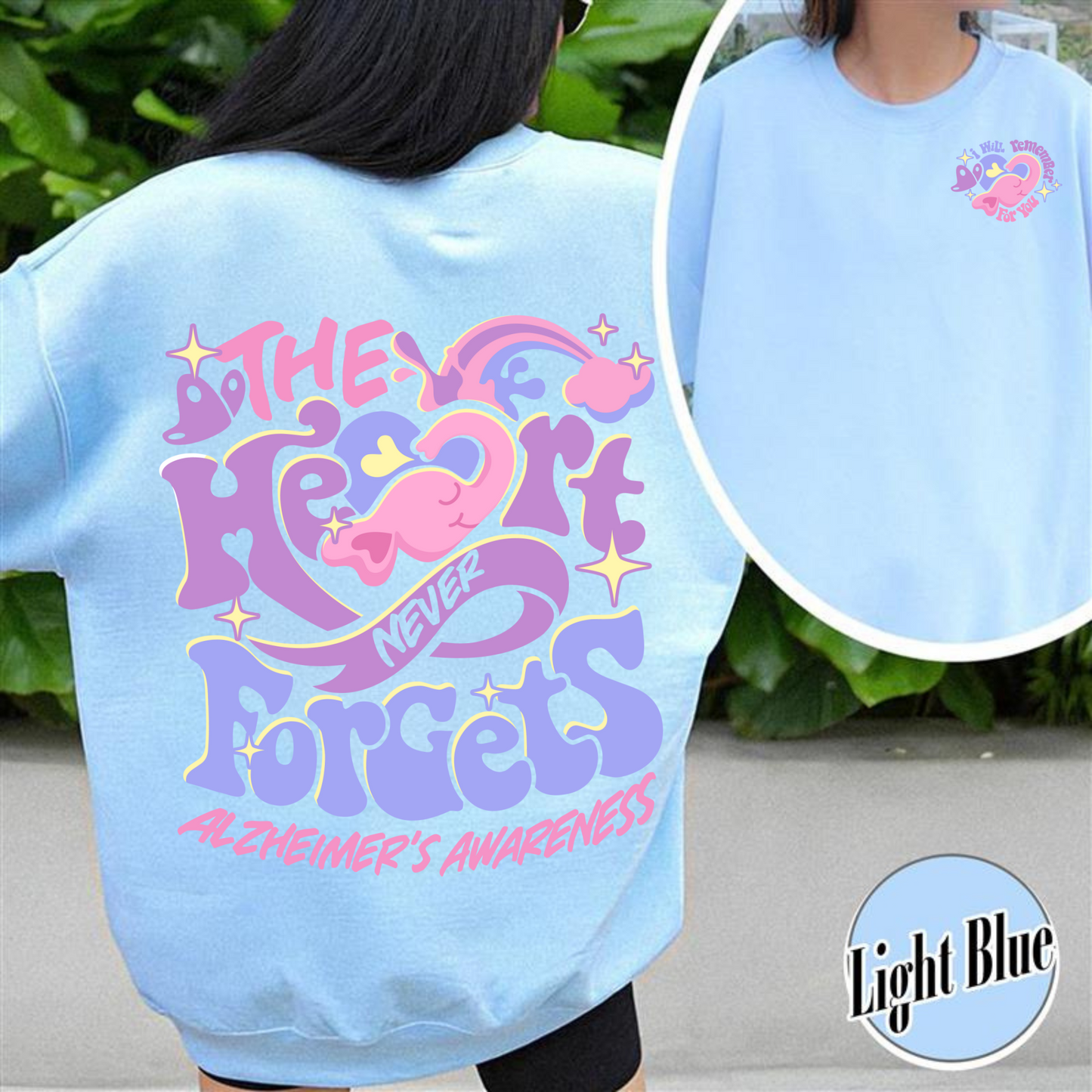 Alzheimer Saying Sweatshirt, Alzheimers and Brain Awareness, Alzheimer Awareness Elephant, Alzheimers Awareness Gift, I Will Remember for You Sweatshirt