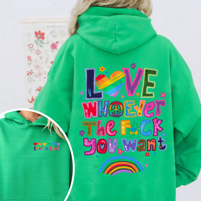 Love Whoever the F You Want Hoodie, Pride Month Hoodie, LGBT Hoodie, Rainbow Hoodie, Gay Pride Trendy Hoodie, Live Laugh Lesbian, Lesbian Hoodie