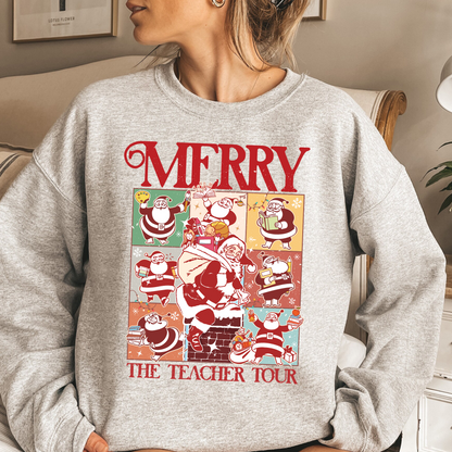 Christmas Teacher Sweatshirt, Santa Teacher Era Tour Sweatshirt, Merry Christmas Sweatshirt