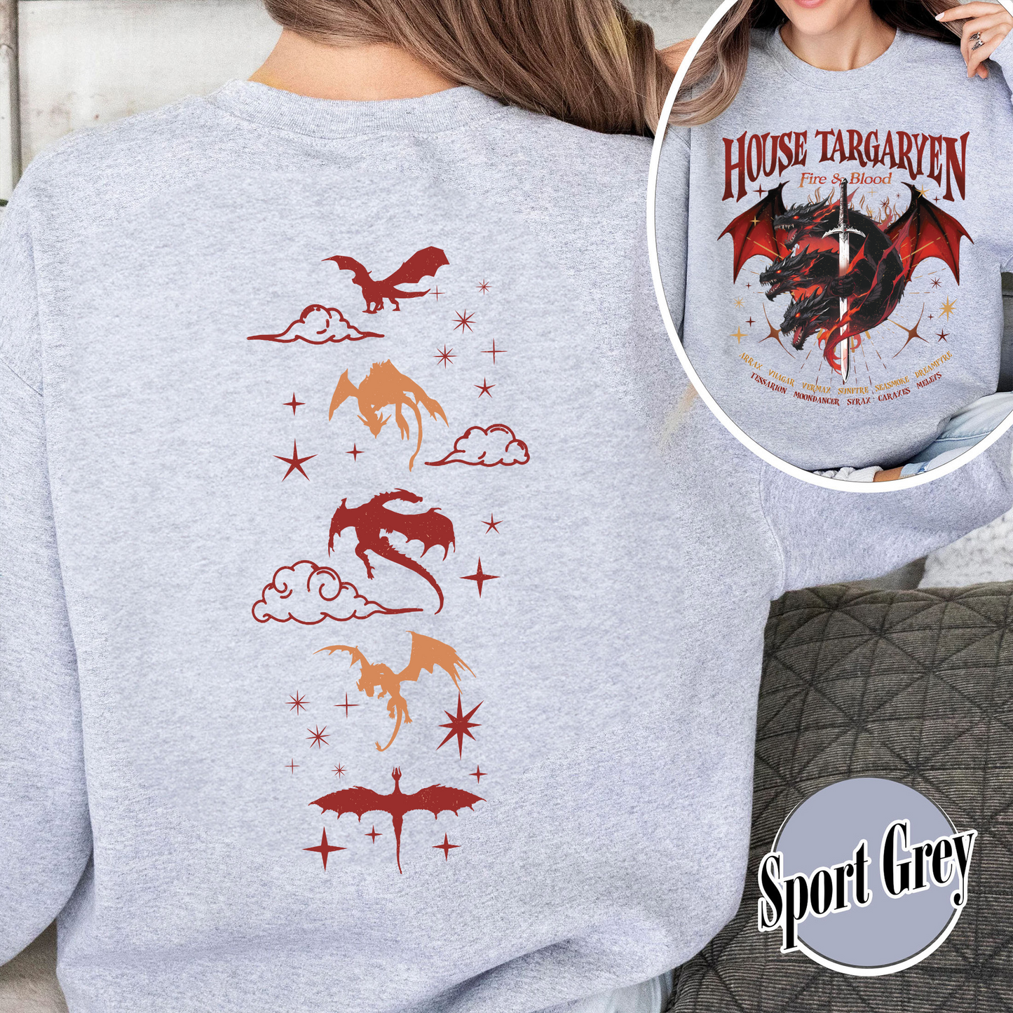 HOTD Sweatshirt, House of the D Sweatshirt, GOT Sweatshirt, Meleys, Shirt With Dragons, Dragon Lovers Sweatshirt, Targaryen Sweatshirt, Team Black, Dragons