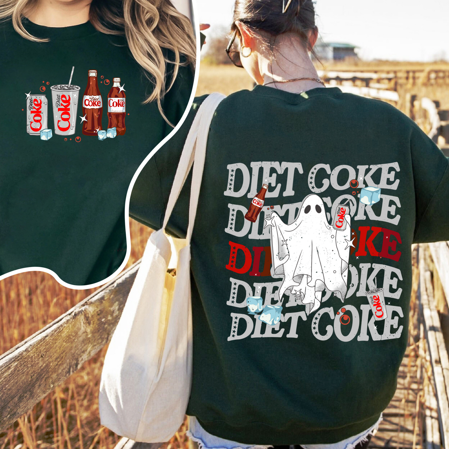 Halloweeen Ghost Sweatshirt, Diet Coke Ghost Sweatshirt, Diet Coke Teacher Sweatshirt