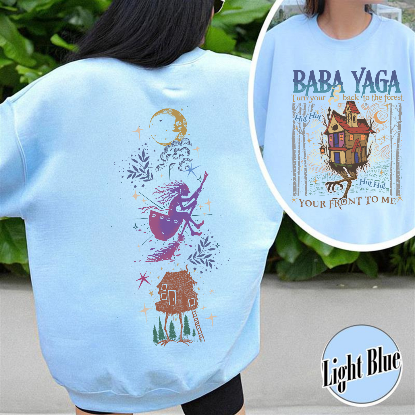 Baba Yaga SweatShirt, Baba Yaga House SweatShirt, Fairy Tale SweatShirt, Baba Yaga Hut, Warm Slavic Folklore Graphic SweatShirt for Witches