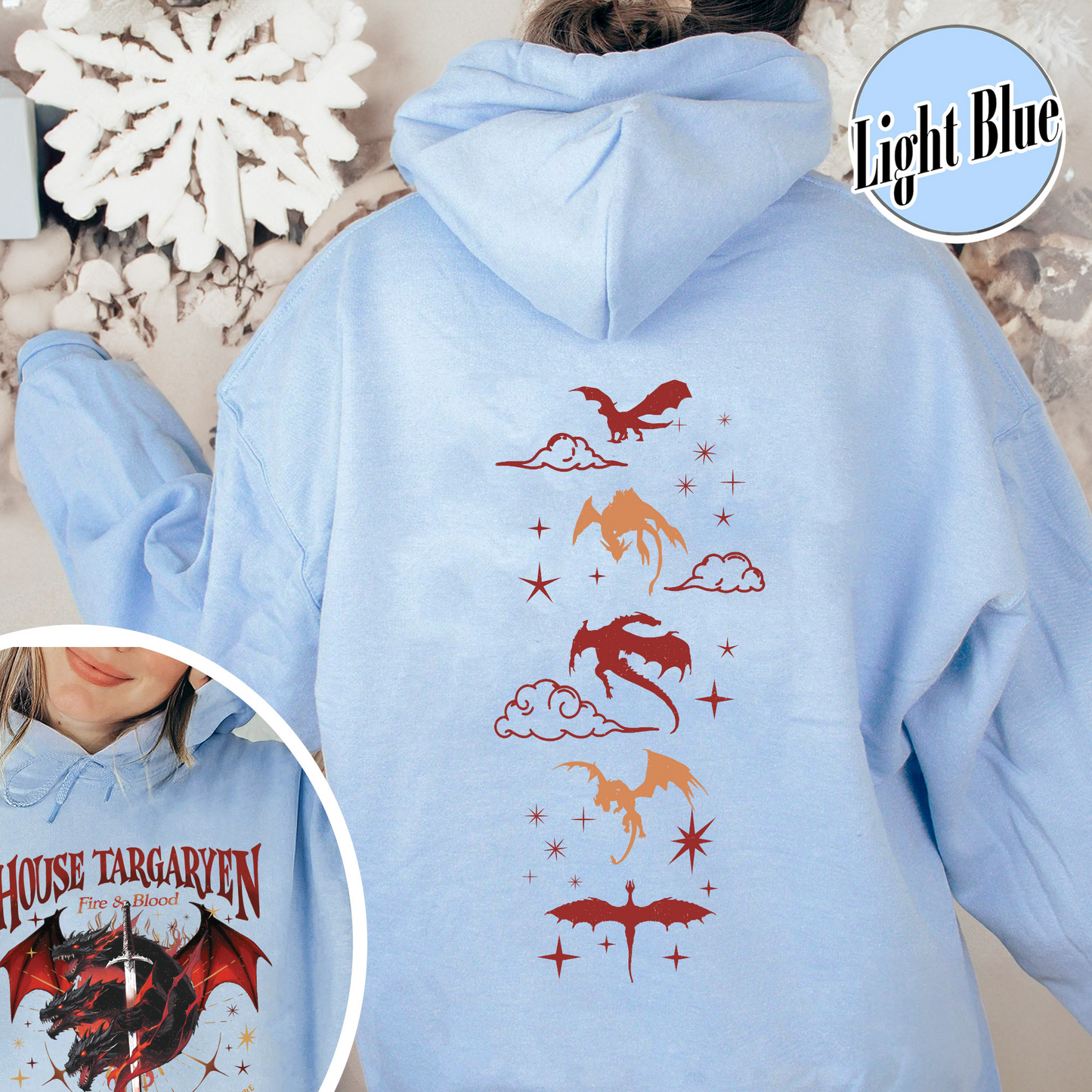 HOTD Hoodie, House of the D Hoodie, GOT Hoodie, Meleys, Hoodie With Dragons, Dragon Lovers Hoodie, Targaryen Hoodie, Team Black, Dragons