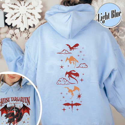 HOTD Hoodie, House of the D Hoodie, GOT Hoodie, Meleys, Hoodie With Dragons, Dragon Lovers Hoodie, Targaryen Hoodie, Team Black, Dragons