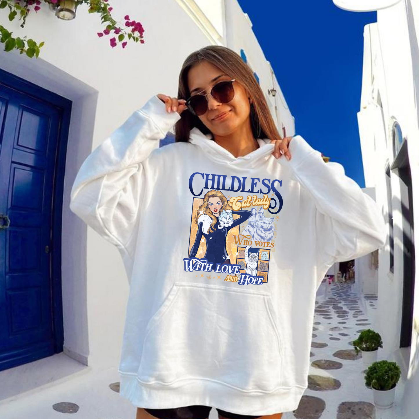 Election Hoodie, Childless Cat Lady Hoodie, Cat Lover Hoodie, I Vote Hoodie, Vote Blue Election Hoodie