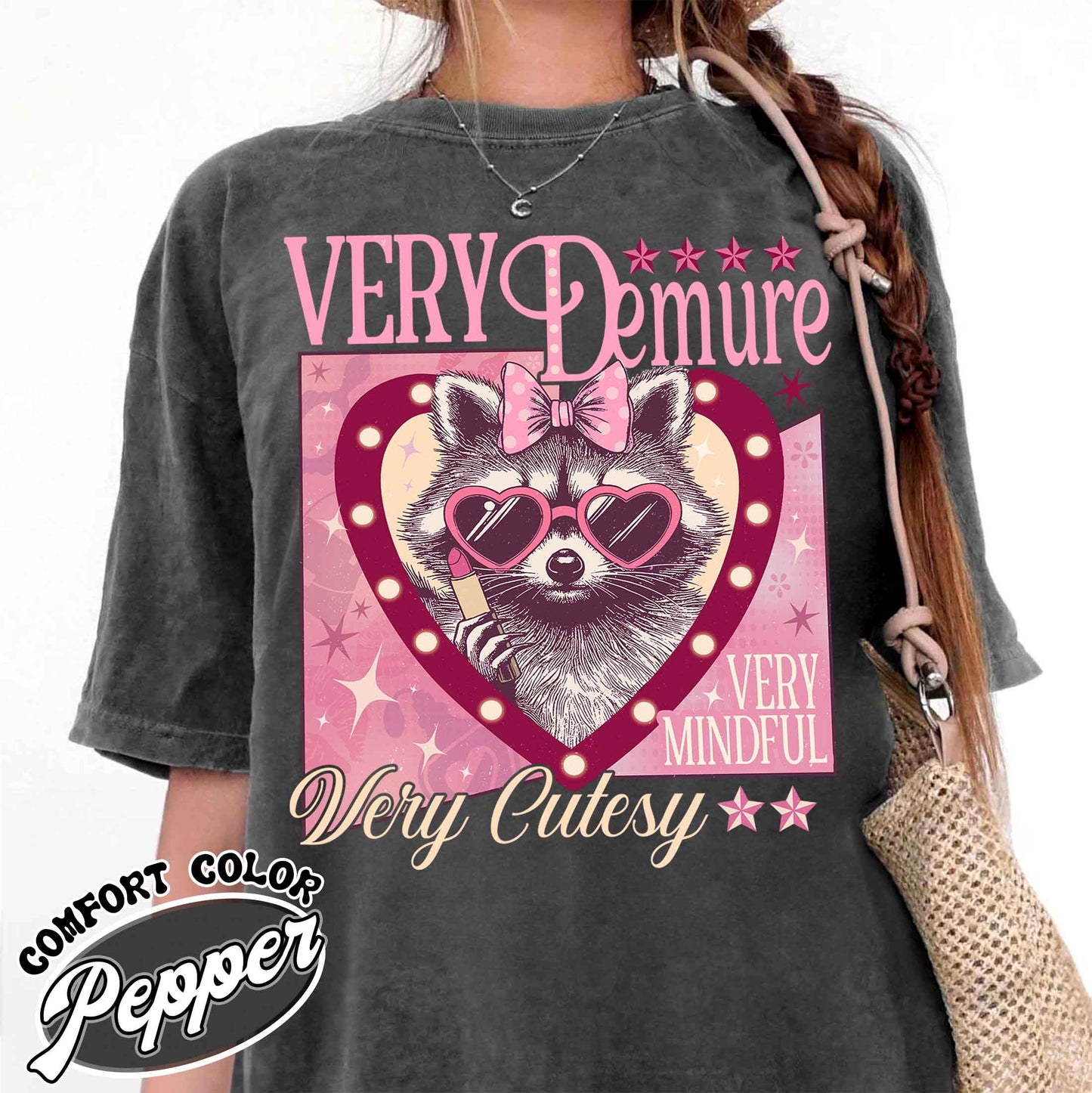 Very Demure Very Mindful Comfort Color Shirt, Racoon Merch, Funny Racoon Shirt, Very Demure Shirt, Demure Social Club Shirt, Funny Shirt