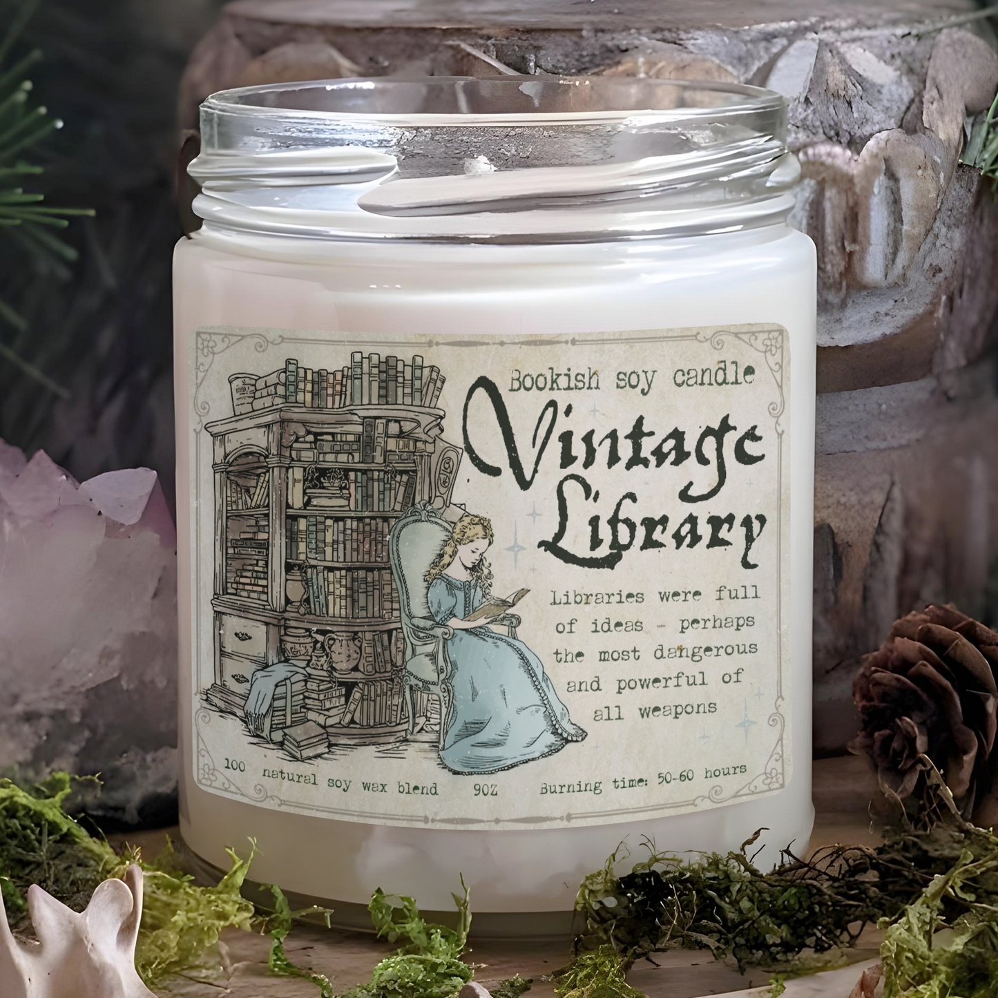 Library Candle, Old Bookshop Candle, Book Lover Candle, Book Lovers Gifts, Candle for Gift Book Lover, Gift for Readers, Literary Candle