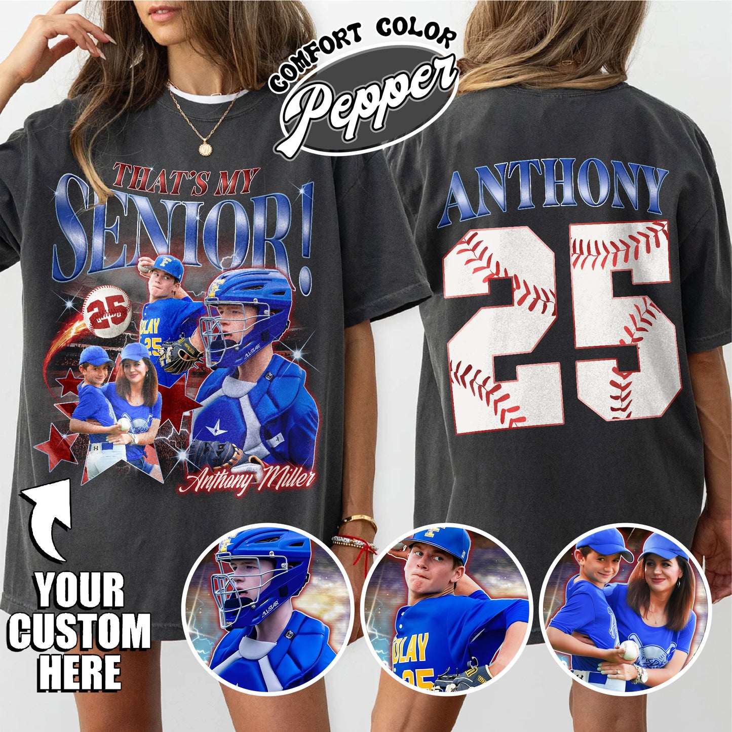 2025 Senior Comfort Colors Shirt,Custom That's My Senior Baseball Shirt, Baseball Mom Shirt