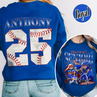 2025 Senior Sweatshirt,Custom That's My Senior Baseball Sweatshirt, Baseball Mom Sweatshirt