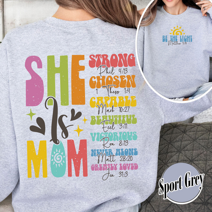 She Is Mom Christian Sweatshirt, Bible Verses Sweatshirt, Empowered Women Sweatshirt, Christian Mom Sweatshirt, She Is Mom Sweatshirt, She Is Strong Mom Sweatshirt, Mom Sweatshirt