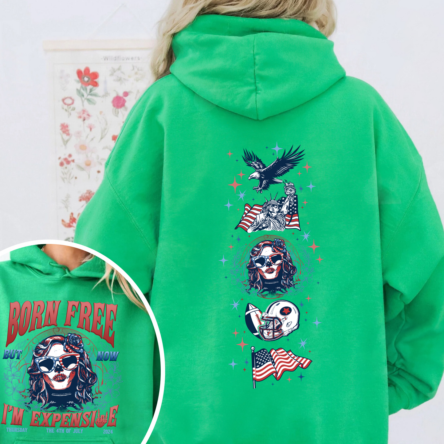 Born Free But Now I'm Expensive Hoodie, Retro 4th Of July Hoodie, 4th Of July Gift, Independence Day, Usa Flag Hoodie, Skeleton Hoodie