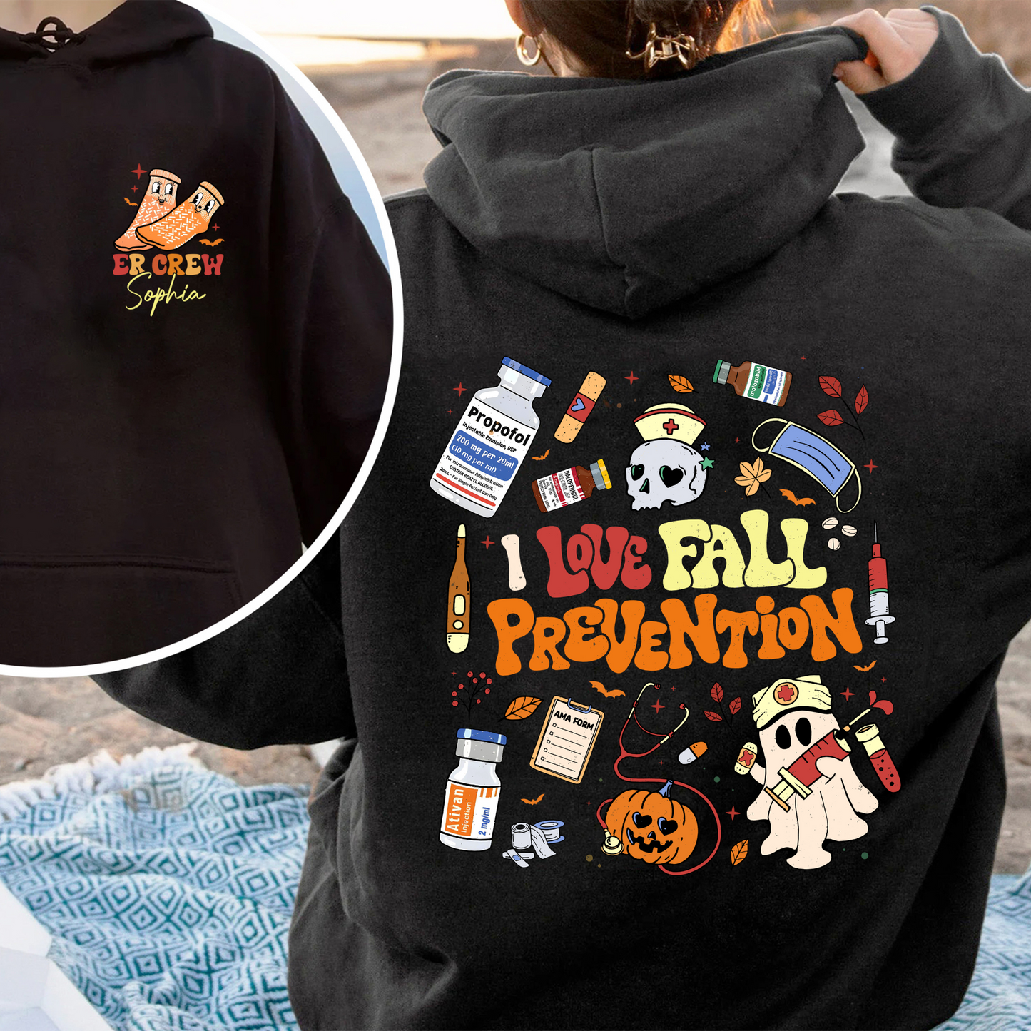 Halloween Nurse Hoodie, Custom Fall Nurse Prevention Hoodie, Nurse Boo Crew Hoodie