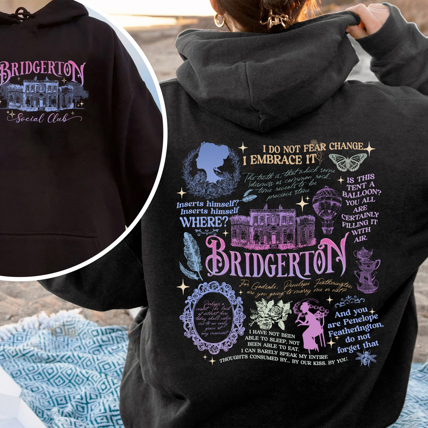 Penelope Colin Bridgerton Season 3 Hoodie, Spill The Tea Lady Whistledown's Society Papers, Historical Drama Hoodie, Bridgerton Party