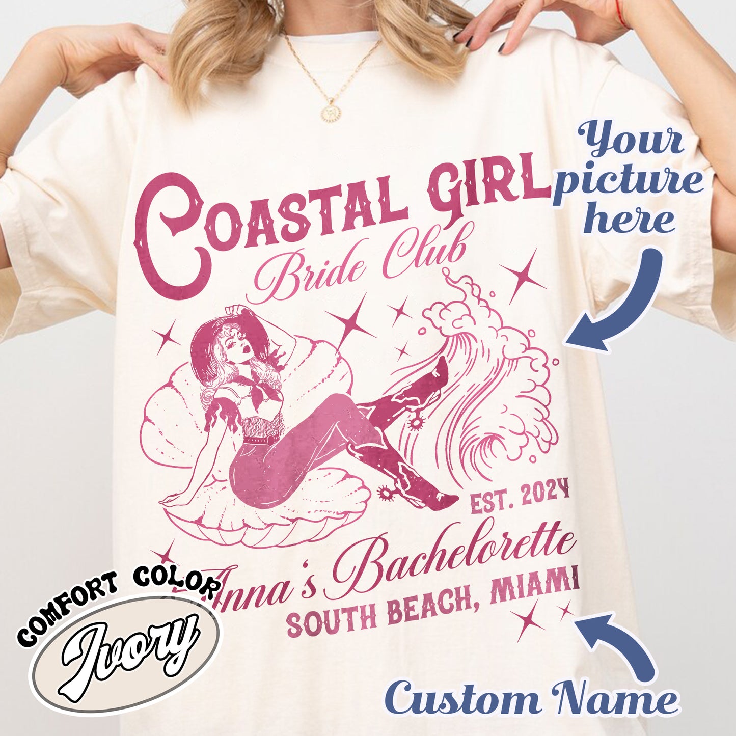 Custom Coastal Cowgirl Bachelorette Party Shirt, Beach Bachelorette Shirt, Custom Bride Shirt, Custom Bach Club Shirt, Bride To Be Shirt