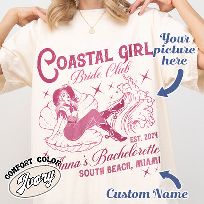 Custom Coastal Cowgirl Bachelorette Party Shirt, Beach Bachelorette Shirt, Custom Bride Shirt, Custom Bach Club Shirt, Bride To Be Shirt