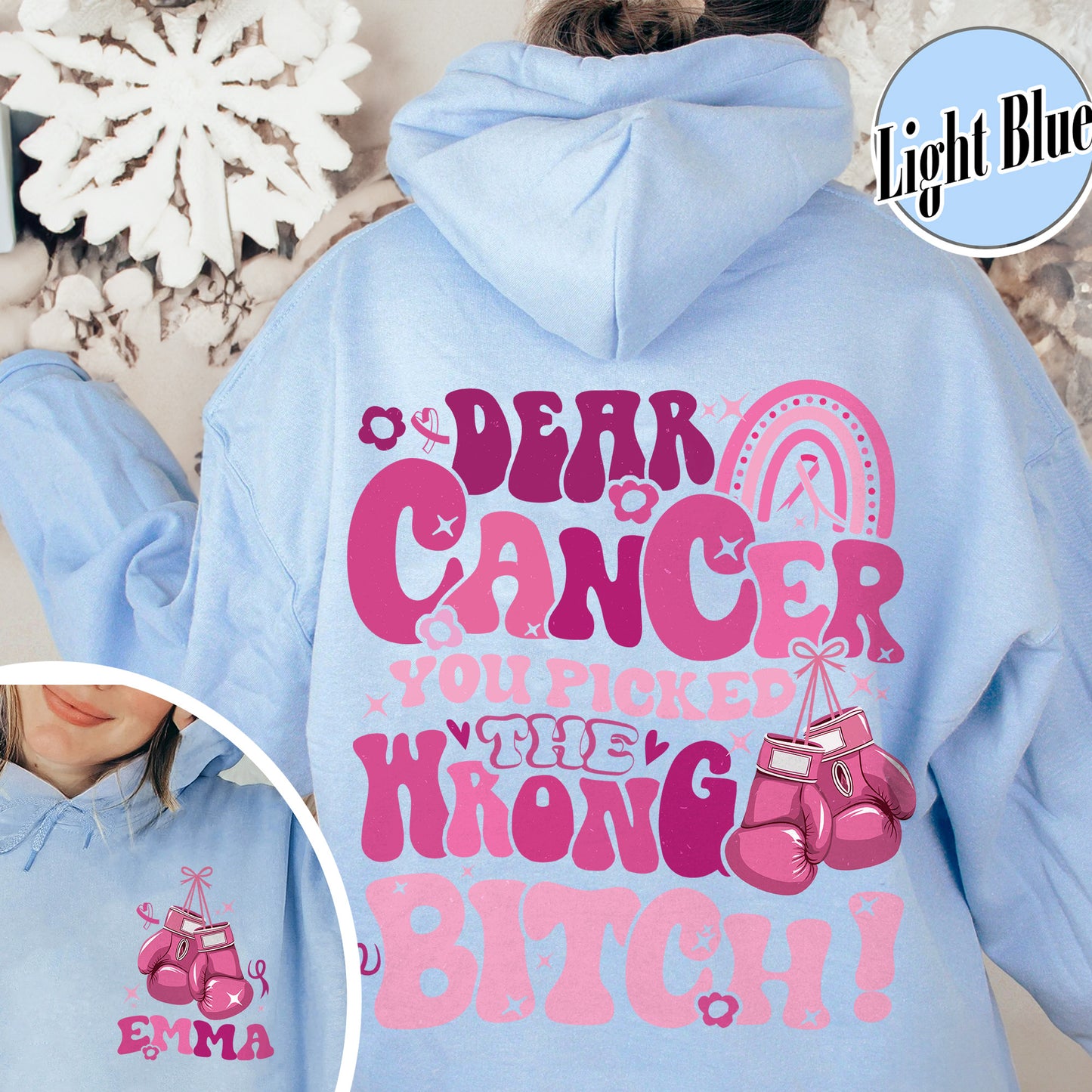 Cancer Awareness Hoodie, Dear Cancer, You Picked the Wrong Bitch Hoodie, Funny Cancer Hoodie, Breast Cancer Support, Cancer Hoodie, Cancer Gift