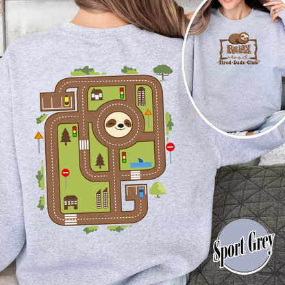 Race Car Track Sweatshirt for Dad, Race Track Sweatshirt for Dad, Racing Sweatshirt for Dad, Tired Dads Club Sweatshirt, Tired Dads Club, Toy Car Massage