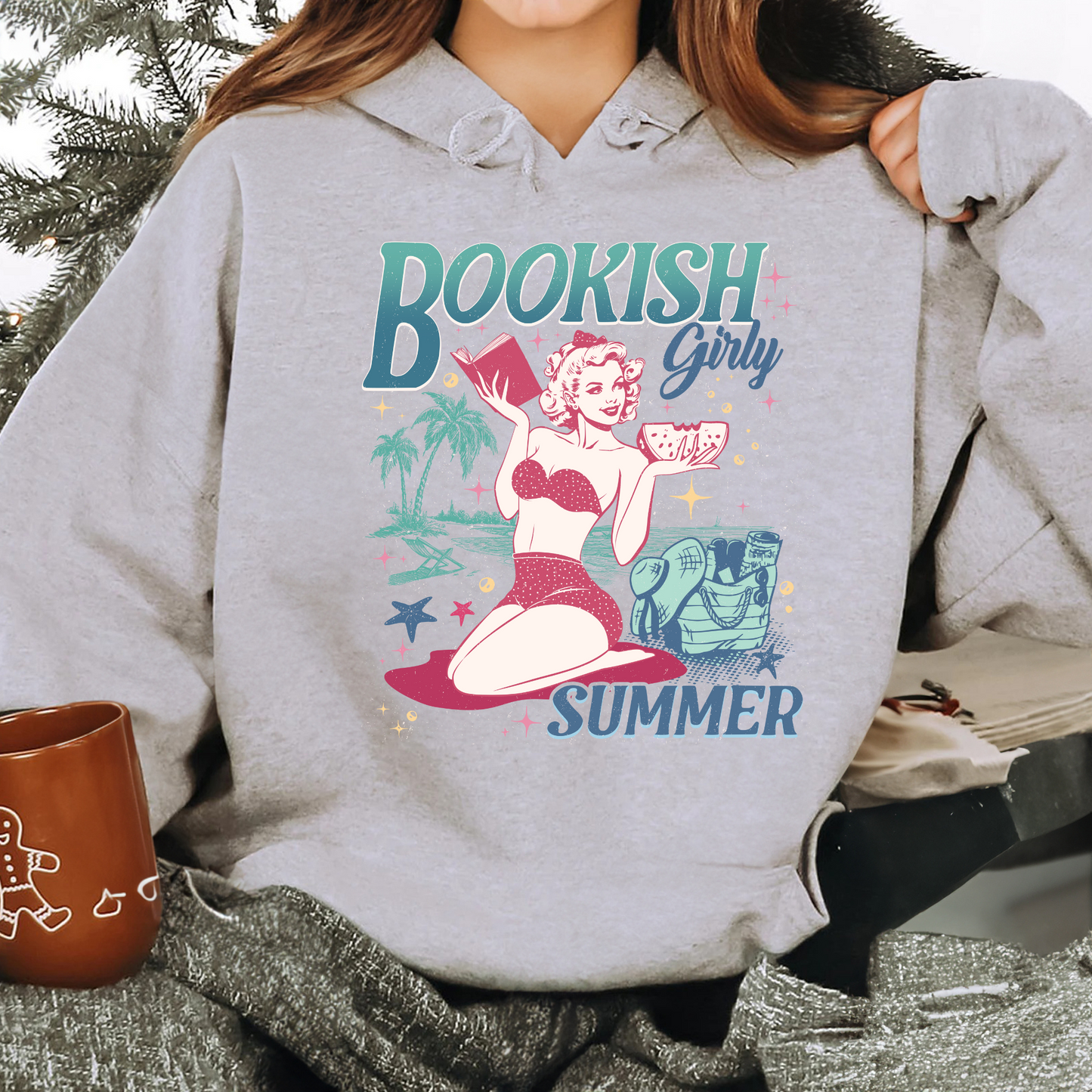 Book Girl Summer Hoodie, Beach Book Lover Summer Bookish Funny Reader, Feral Girl Summer Raccoon, Funny Meme Raccoon Hoodie, Bookish
