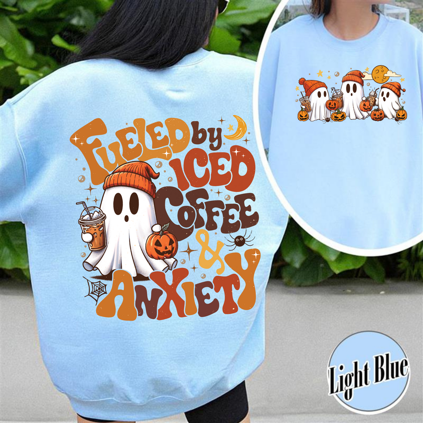 Halloween Ghost Iced Coffee Sweatshirt, Cute Ghost Drink Coffee Sweatshirt, Little Ghost Iced Coffee Sweatshirt