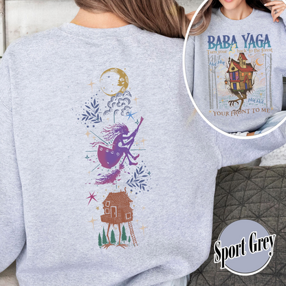 Baba Yaga SweatShirt, Baba Yaga House SweatShirt, Fairy Tale SweatShirt, Baba Yaga Hut, Warm Slavic Folklore Graphic SweatShirt for Witches