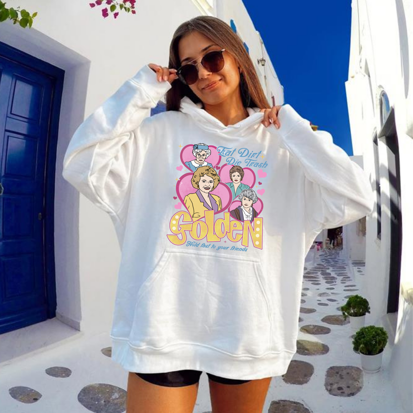 Family Hoodie, Eat Dirt Die Trash Stay Golden Hoodie, 90s Sitcom Mom Vibes Hoodie