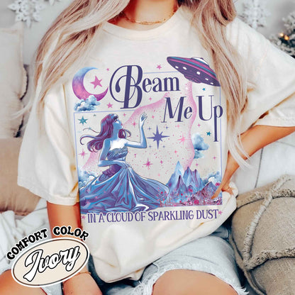 Beam Me Up Shirt, in a Cloud of Sparkling Dust Shirt, Ufo Shirt, ttpd Merch, Alien Shirt, ttpd shirt, Music Fan,Music lover,Music lyrics Shirt