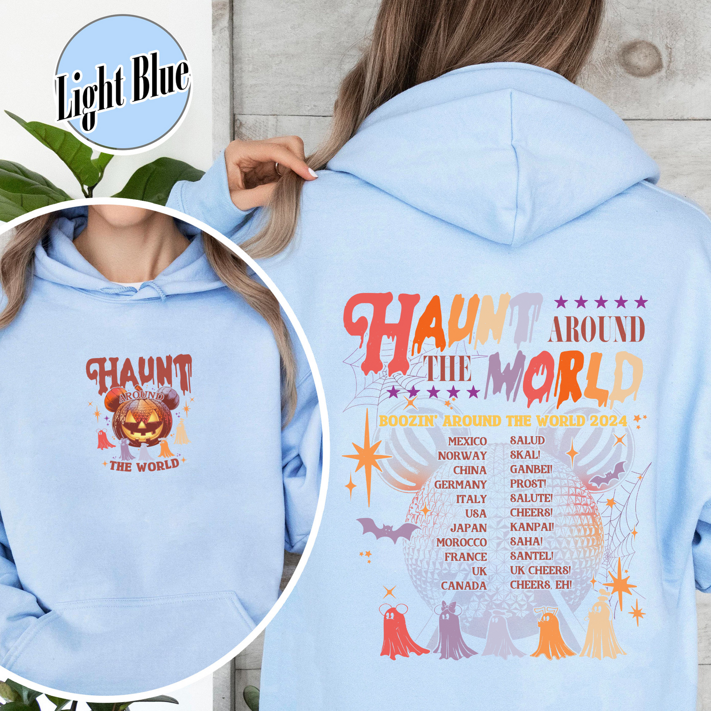 Halloween Disney Hoodie, Epcot Drink Around the World Hoodie, Haunt Around the World Hoodie