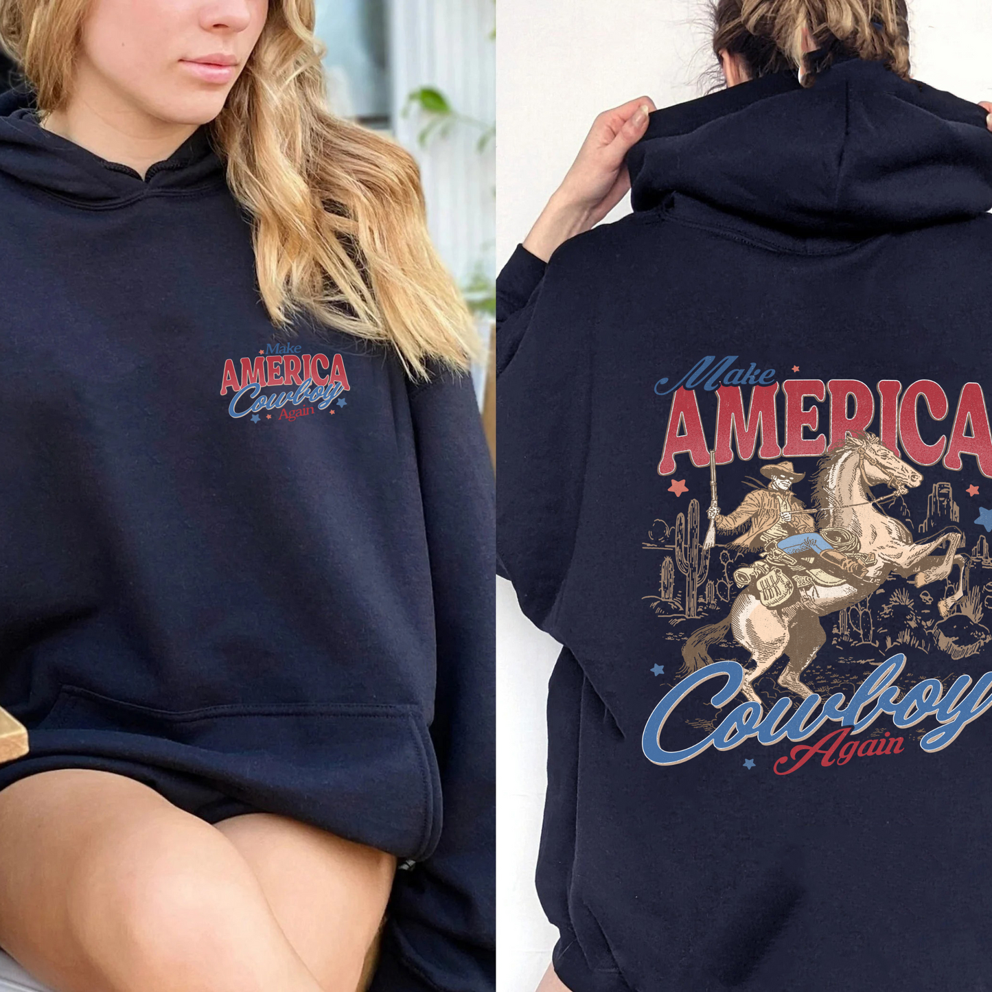 Make America Cowboy Again Hoodie, Make America Cowboy Again Hoodie, 4th of July Shirts, 4th of July Hoodie, 4th of July Western Hoodie